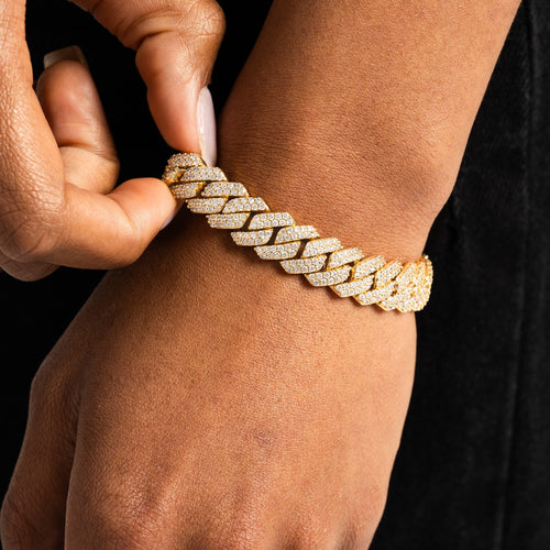 12mm Prong Cuban Bracelet Gold