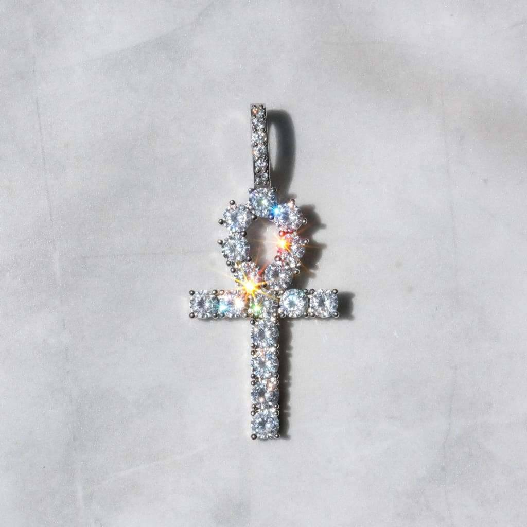 Flare Ankh Pendant — White Gold