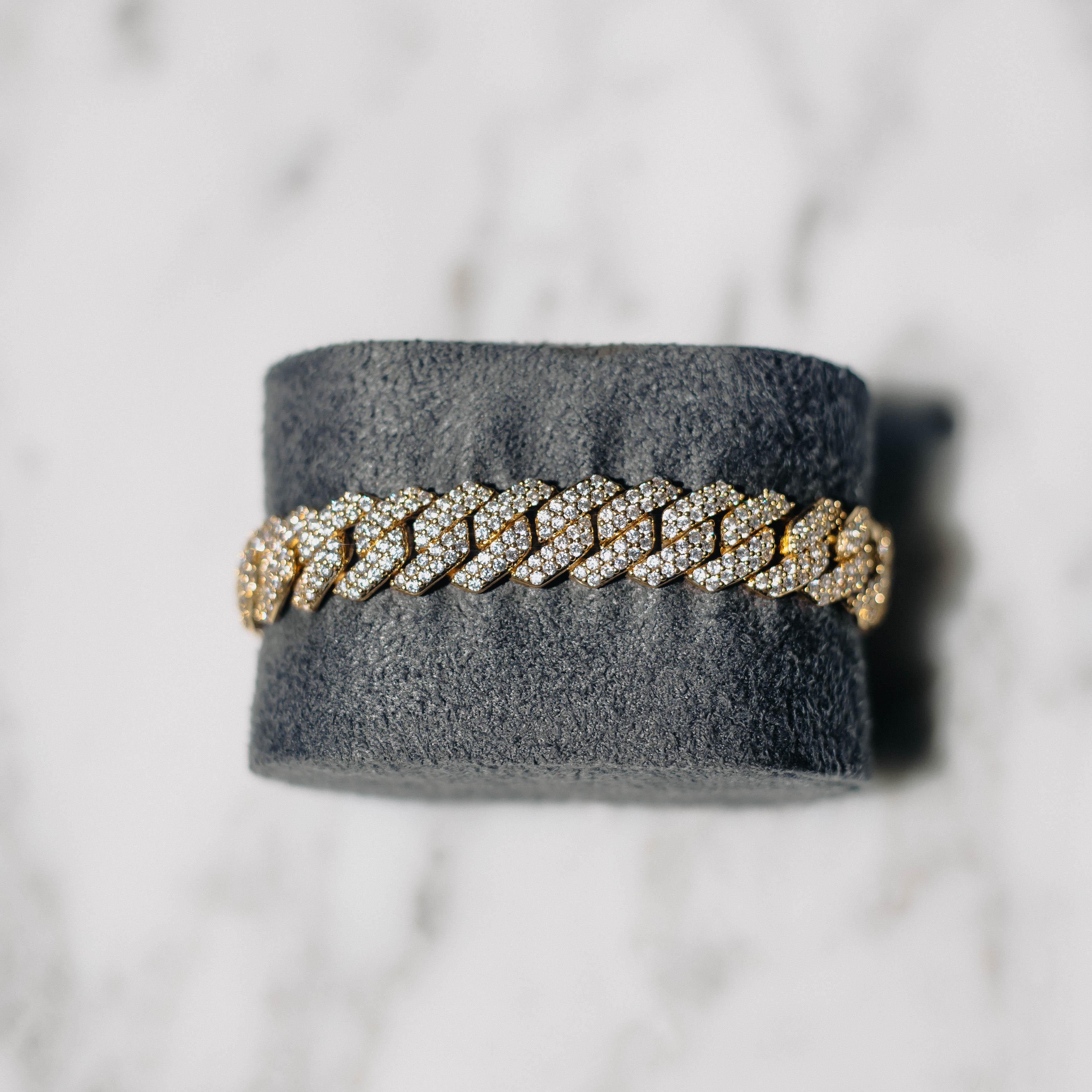 12mm Prong Cuban Bracelet Gold